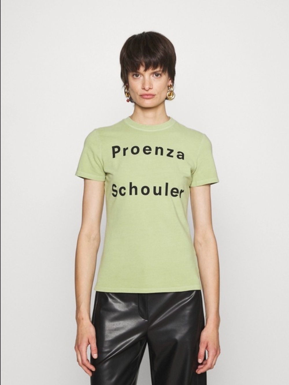 Proenza Schouler White Label Women’s X Small Green Logo Graphic T Shirt Top XS
